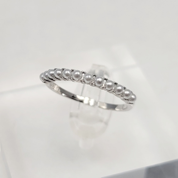 Sterling Silver Pearl Stack Ring - Picture 3 of 15